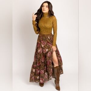 Joyfolie Annah Skirt in Bistre Floral
